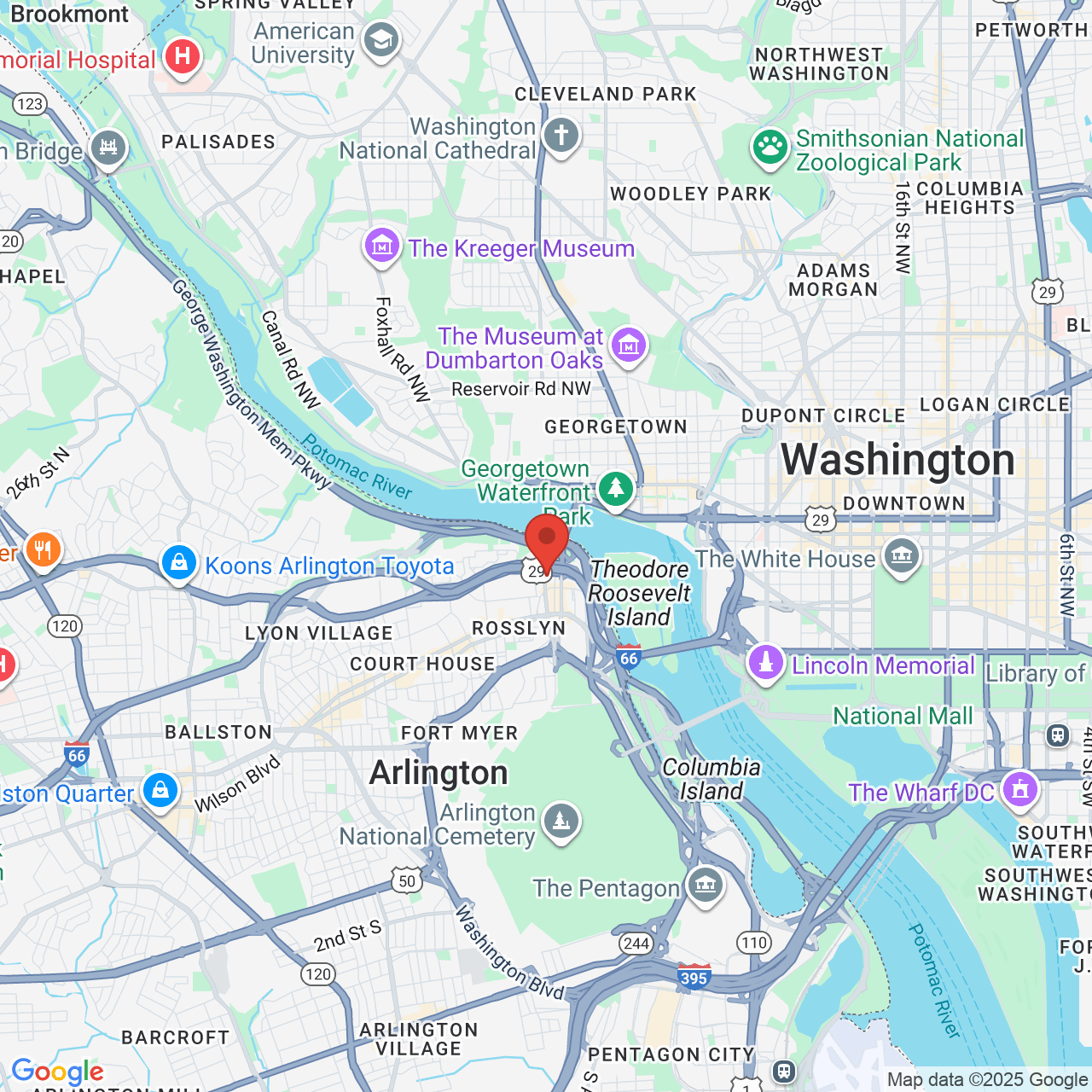 Google map image of our location in 1911 Fort Myer Dr Arlington, VA